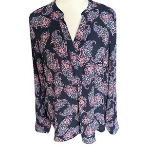 The Limited Navy Floral & Paisley Print Blouse, EUC, XL